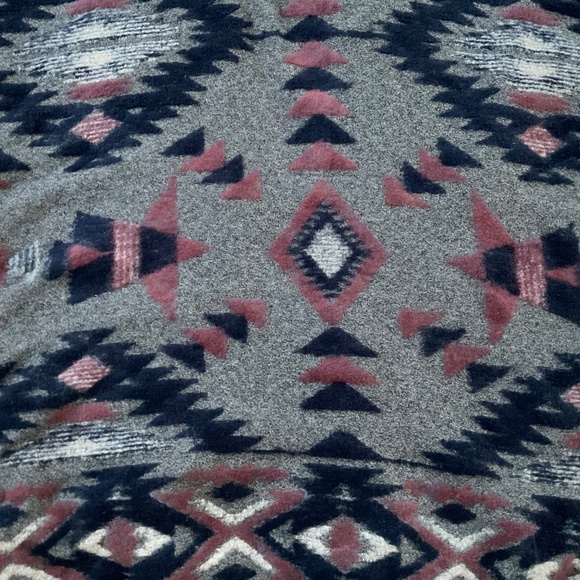 Lucky Brand Aztec Southwest Poncho OS Gray Tribal Boho Hippie Indie Cabincore - Picture 5 of 6